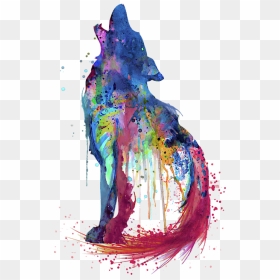 Watercolor Wolf, HD Png Download - wolf silhouette png