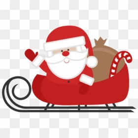 Cute Santa Clipart - Clip Art Christmas Sleigh, HD Png Download - santa sleigh silhouette png