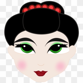 Geisha Japanese Anime - Chinese Woman Face Clipart, HD Png Download - cartoon face png