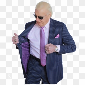 Navy Pinstripe Ric Flair Collection Two Piece Custom - Ric Flair In Suit, HD Png Download - ric flair png