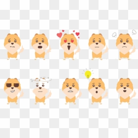 Emoticon Sunglasses Pomeranian Series Breed Dog Face - Pomeranian Cartoon, HD Png Download - cartoon face png