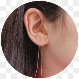 There Is A Girl With Dark Brown Hair Behind Her Ear, - Earrings, HD Png Download - brown hair png