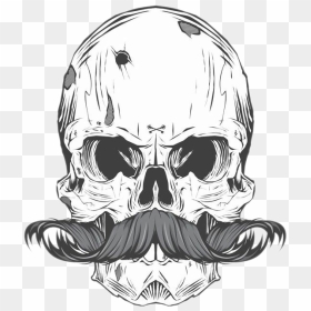 Tattoo Bearded Skull Calavera Finger Moustache Clipart - Skull Moustache, HD Png Download - mexican mustache png