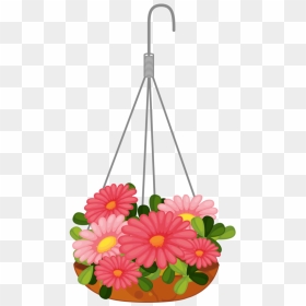 Transparent Plant Pot Clipart - Hanging Baskets Clip Art, HD Png Download - hanging plant png
