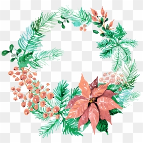Transparent Cute Christmas Png - Christmas Watercolor Wreath Background, Png Download - watercolor wreath png