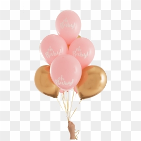Oh Baby Pink & Gold Party Balloons - Baby Pink And Gold Balloon, HD Png Download - gold balloons png