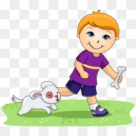 Man Walking A Dog Clipart Svg Library Download Lady - Boy And Dog Clipart, HD Png Download - children walking png