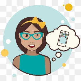 Girl With Smartphone Icon - People With Thermometer Cartoon, HD Png Download - smartphone icon png
