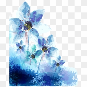Blue Watercolor Flower Png - Blue Watercolor Floral Background Vector, Transparent Png - blue watercolor png