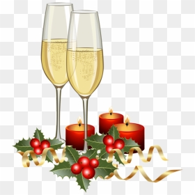 Christmas Champagne Clipart, HD Png Download - wine glasses png