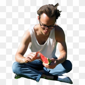 Cutout People Sitting On Grass, HD Png Download - people eating png