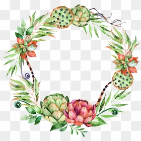 Holly Clipart Watercolor - Christmas Succulent Clipart, HD Png Download - watercolor wreath png