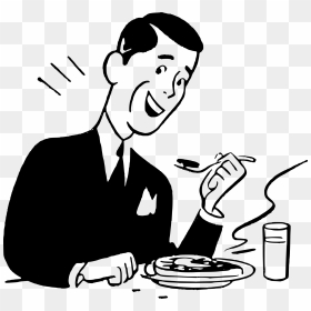 Png Black N White People Dad - Eating Clipart Png, Transparent Png - people eating png