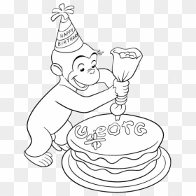Curious George Decorating A Cake - Cartoon, HD Png Download - curious george png