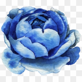 Blue Rose Clipart Watercolor - Free Watercolor Flower Clipart Blue, HD Png Download - blue watercolor png