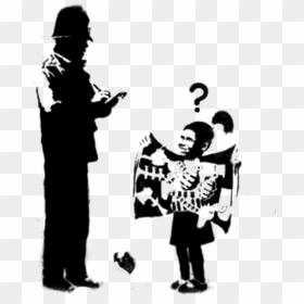 Banksy Girl And Policeman , Png Download - Banksy Black And White Stencils, Transparent Png - policeman png