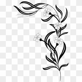 Flower Vine Clip Art Black And White , Png Download - Flower Png Black And White, Transparent Png - flower vine png