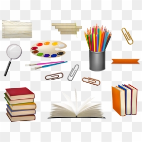 Books Vector, HD Png Download - school supplies png