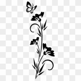 Butterfly Stencil Wall Design, HD Png Download - flower silhouette png