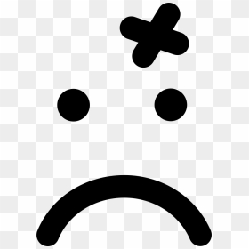 Wound Cross On Emoticon Sad Face Of Rounded Square - Sad Face Transparent Emoji Black And White, HD Png Download - rounded square png