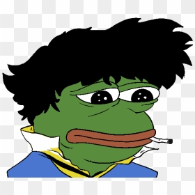 Spike Spiegel T-shirt Green Facial Expression Yellow - Pepe Frog With Hair, HD Png Download - pepe frog png