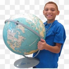 Cutout Of Young Middle School Aged Boy Holding Classroom - Globe, HD Png Download - school supplies png