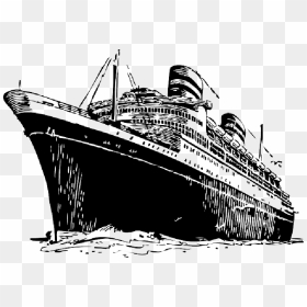 Water, Large, Outline, Cartoon, Big, Free, Line, Ship - Black And White Titanic Clipart, HD Png Download - cruise ship png