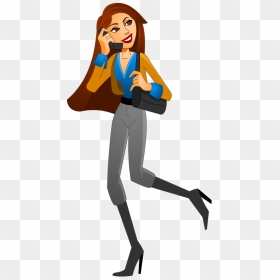 Png Of A Girl Talking & Free Of A Girl Talking Transparent - Talking On The Phone Png, Png Download - cartoon girl png