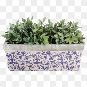Aged Ceramic Balcony Planter - Blue Ceramic Rectangular Planter Uk, HD Png Download - planter png
