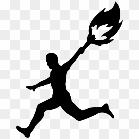 Running Logos Clipart Graphic Library Library Free - Man Running With Olympic Torch, HD Png Download - people running png
