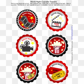 Free Movie Night Party Cupcake Toppers Just Add The - Movie Camera Clip Art, HD Png Download - movie night png