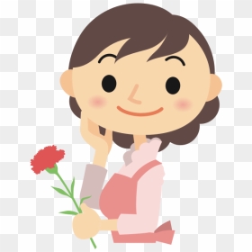 Girl With A Flower Cartoon - Girl With Flower Cartoon, HD Png Download - cartoon girl png