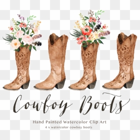 Cowboy Boot Transparent Image - Cowgirl Boots With Flowers Clipart, HD Png Download - cowboy boot png