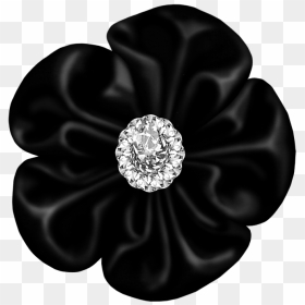 Black Flower Png - Black Bow With Diamond Transparent Background, Png Download - black bow png