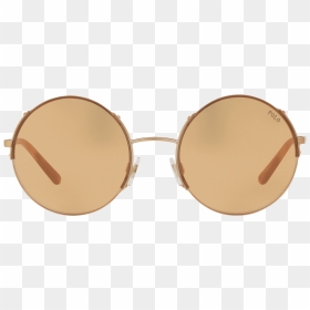 Half Rim Round Sunglasses In Shiny Rose Gold - Bronze, HD Png Download - round glasses png