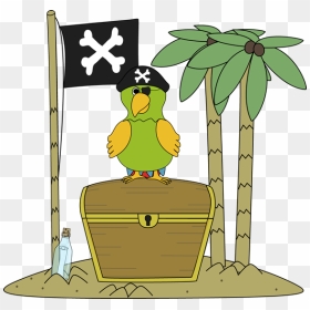 Pirate Flag And Parrot On An Island - Cute Pirate Theme Clip Art, HD Png Download - pirate flag png