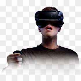 Person Immersed In Virtual Reality Wearing The Gear - Electronically Operated Biomedical Devices, HD Png Download - vr png