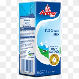 Anchor Uht Full Cream Milk, HD Png Download - glass of milk png