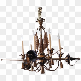 Tôle Painted And Gilt Chandelier With Eagle And Swords - Chandelier, HD Png Download - crossed swords png