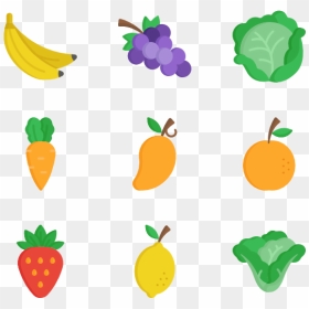 Produce Vector Healthy - Fruits And Vegetables Icons Png, Transparent Png - veg icon png