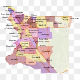 Map Of Neighborhoods Within The Southside & Mandarin - South Side Of Florida, HD Png Download - florida map png