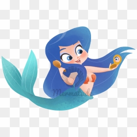 Cartoon Mermaid Blue Hair, HD Png Download - whatsapp single emoji png