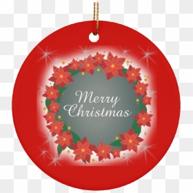 Poinsettia Festive Christmas Tree Decoration New Hanging - Wreath, HD Png Download - merry christmas decoration png