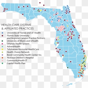 Oneflorida Partner Map - Hospitals In Florida Shown On A Map, HD Png Download - florida map png