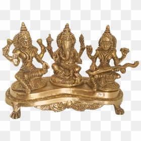Brass Ganesha With Goddess Lakshmi And Saraswathi Statue, - Lord Vinayaka And Saraswathi, HD Png Download - lord lakshmi png