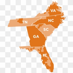 Gas South - Florida Georgia South Carolina, HD Png Download - florida map png