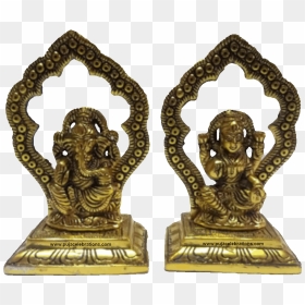Lakshmi Ganesha Showpiece, A Perfect Griha Pravesh - Bronze Sculpture, HD Png Download - lord lakshmi png