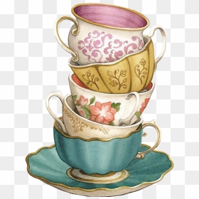 Teacup Coffee Saucer - Stacked Teacups And Saucers, HD Png Download - crockery png