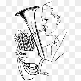 Man Playing Alto Horn Clip Arts - Man Playing Trumpet Drawing, HD Png Download - sitar png