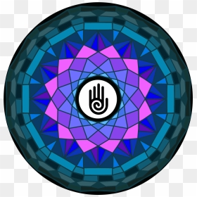 Mandala With Healing Hand Symbol In Pink And Blue - Circle, HD Png Download - hand symbol png